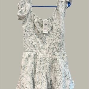 Hollister White Dress with Sage Floral Print